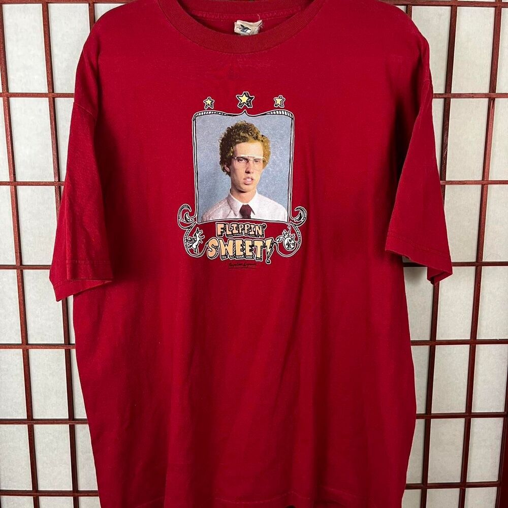 90s red Mighty Fine Napoleon Dynamite Flippin Sweet Graphic T-Shirt
